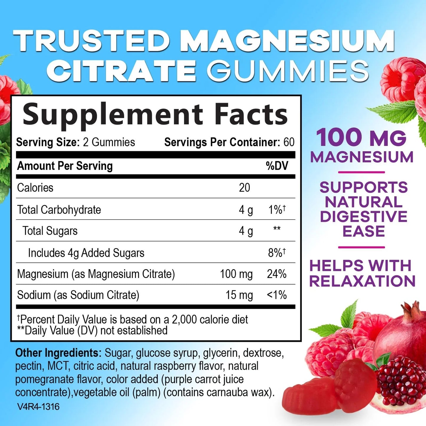 Magnesium Citrate Gummies Supplement - High Absorption, Vegan Magnesium Gummy Supplement for Adults & Kids, Magnesio Citrate Gummy Supplements for Muscle, Nerve, Bone and Heart Support - 120 Gummies