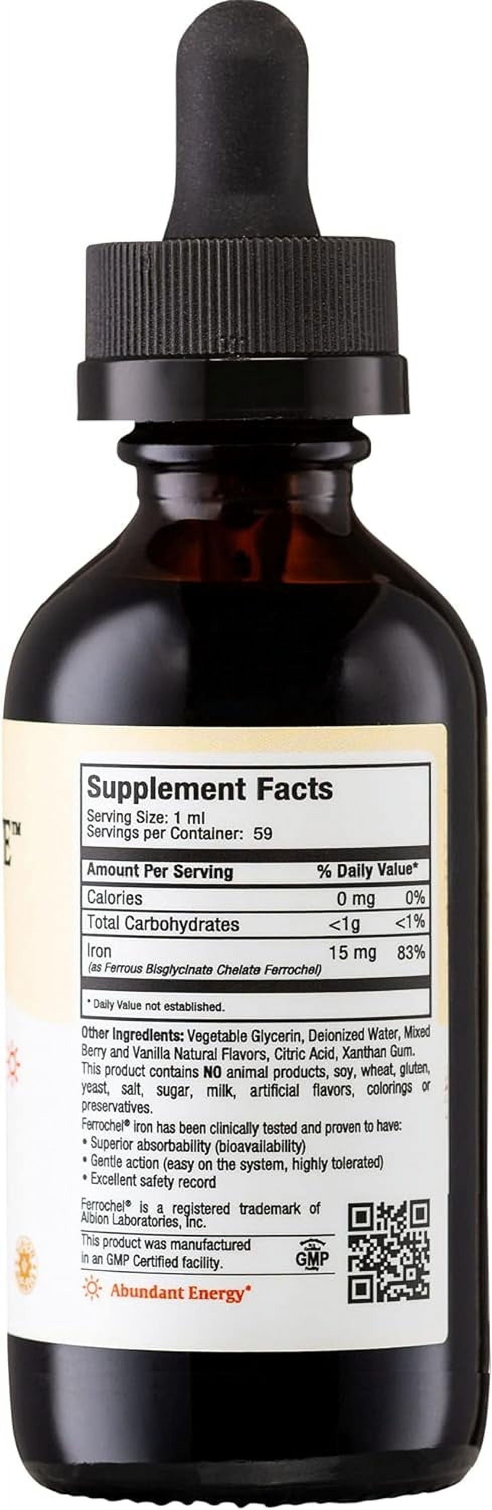 Liquid Iron Supplement – 15 Mg per Ml – Berry Flavor – High Potency – 2 Fl Oz – Vegetarian