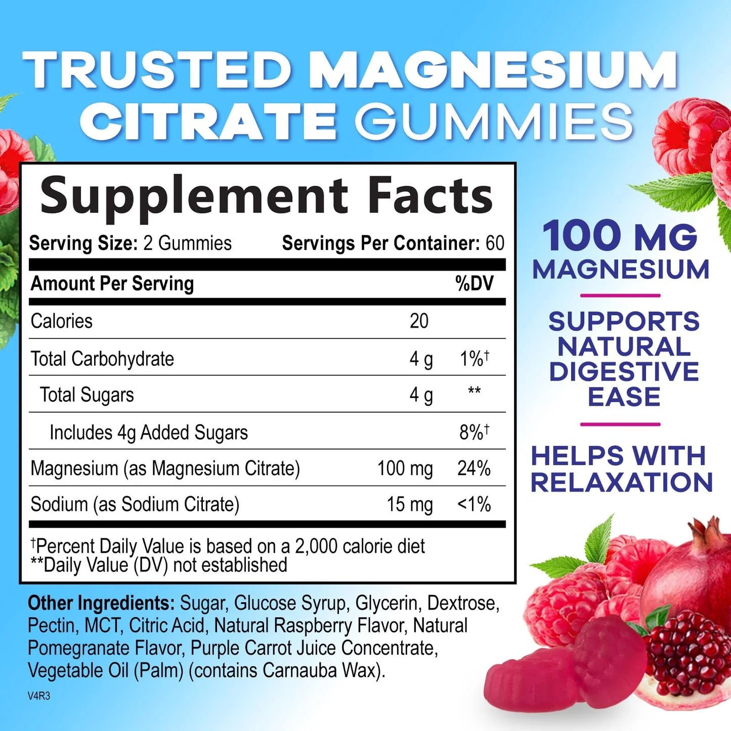 Magnesium Citrate Gummies Supplement - High Absorption, Vegan Magnesium Gummy Supplement for Adults & Kids, Magnesio Citrate Gummy Supplements for Muscle, Nerve, Bone and Heart Support - 120 Gummies