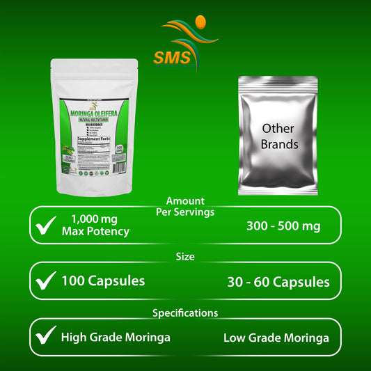 MORINGA OLEIFERA 100 CAPSULES ORGANIC MULTIVITAMIN 10,000MG HIGH POTENCY
