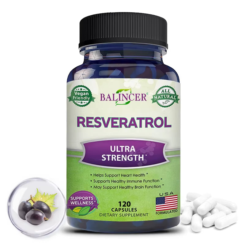 Resveratrol Capsules Support Cardiovascular Health, Antioxidants, Improve Immunity, and Promote Smooth Skin