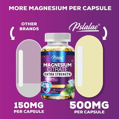 Magnesium Citrate 1000Mg - Maximum Absorption for Muscle, Nerve, Bone and Heart Health - 120 Capsules