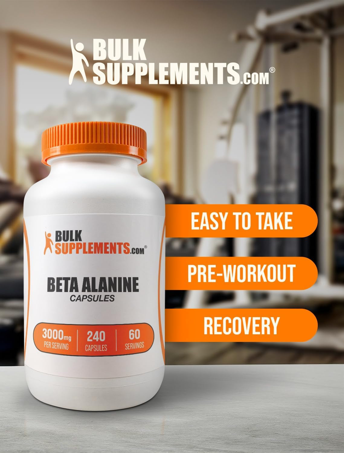 .Com Beta Alanine Capsules - Beta Alanine Supplement, Beta Alanine Pills, Beta Alanine 3000Mg - Gluten Free, 4 Capsules per Serving, 240 Capsules (Pack of 1)