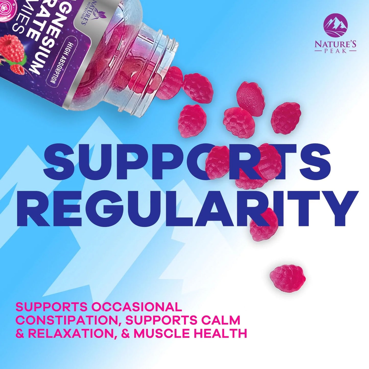 Magnesium Citrate Gummies Supplement - High Absorption, Vegan Magnesium Gummy Supplement for Adults & Kids, Magnesio Citrate Gummy Supplements for Muscle, Nerve, Bone and Heart Support - 120 Gummies