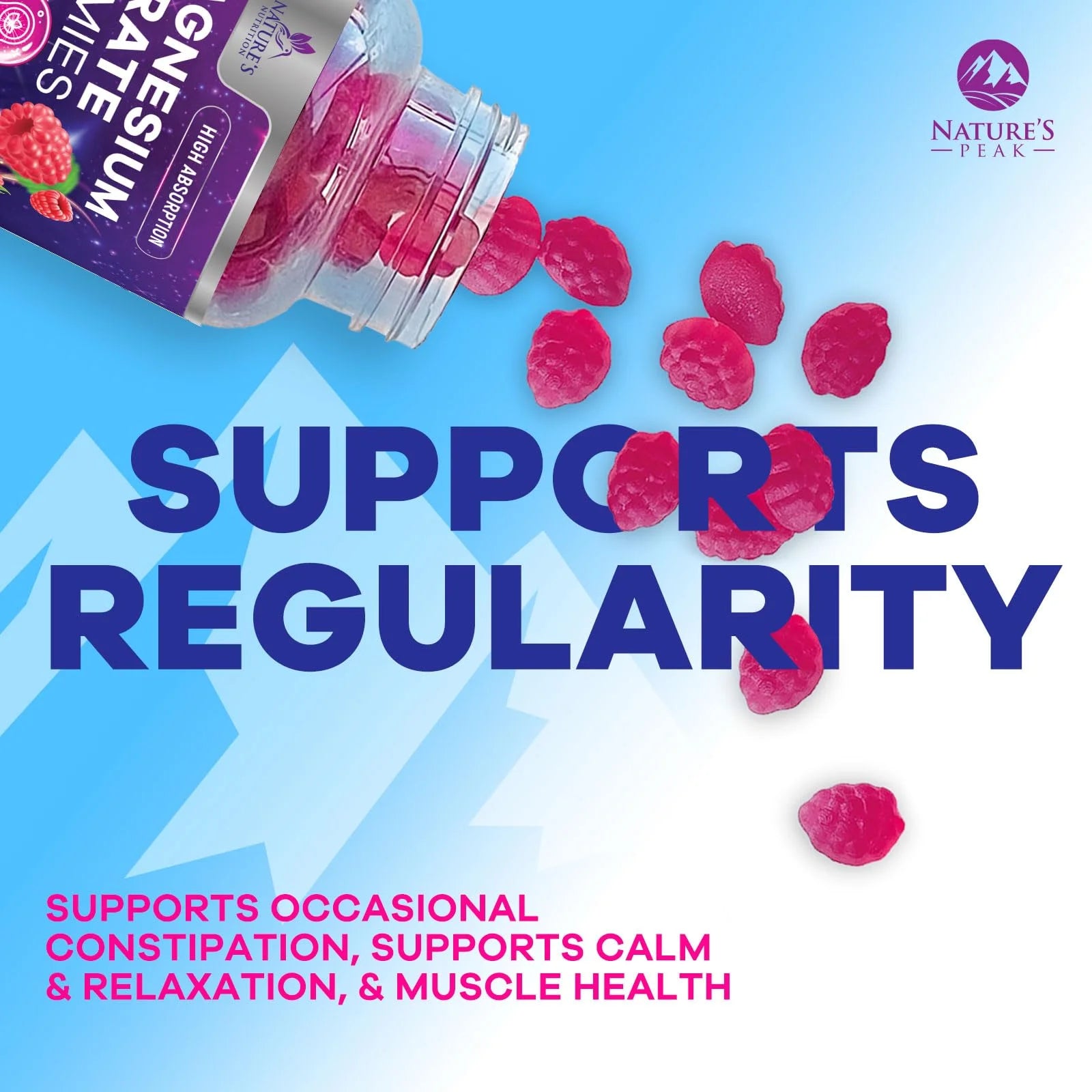 Magnesium Citrate Gummies Supplement - High Absorption, Vegan Magnesium Gummy Supplement for Adults & Kids, Magnesio Citrate Gummy Supplements for Muscle, Nerve, Bone and Heart Support - 120 Gummies