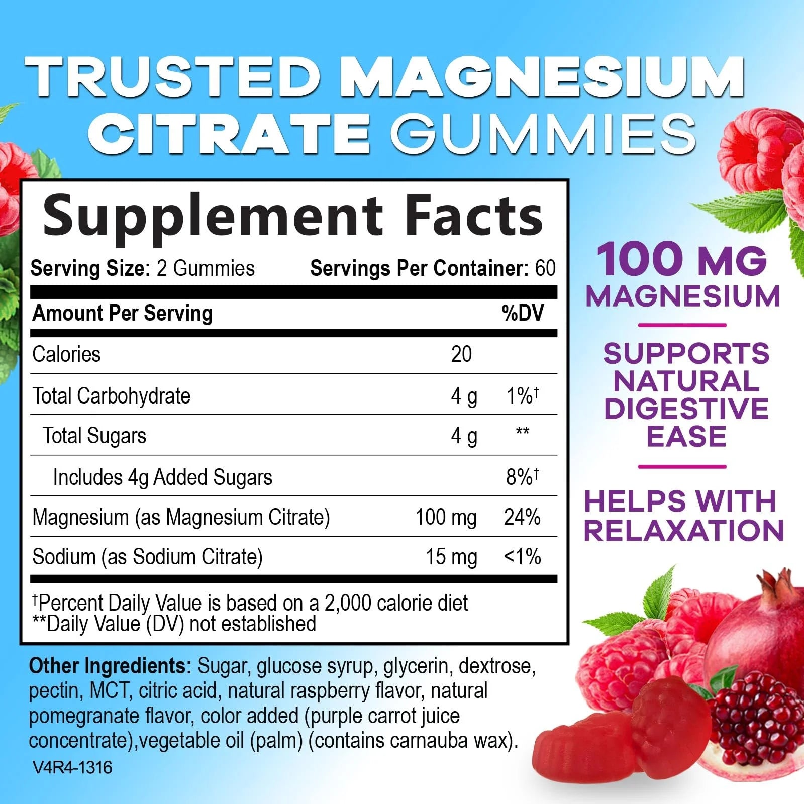 Magnesium Citrate Gummies Supplement - High Absorption, Vegan Magnesium Gummy Supplement for Adults & Kids, Magnesio Citrate Gummy Supplements for Muscle, Nerve, Bone and Heart Support - 120 Gummies