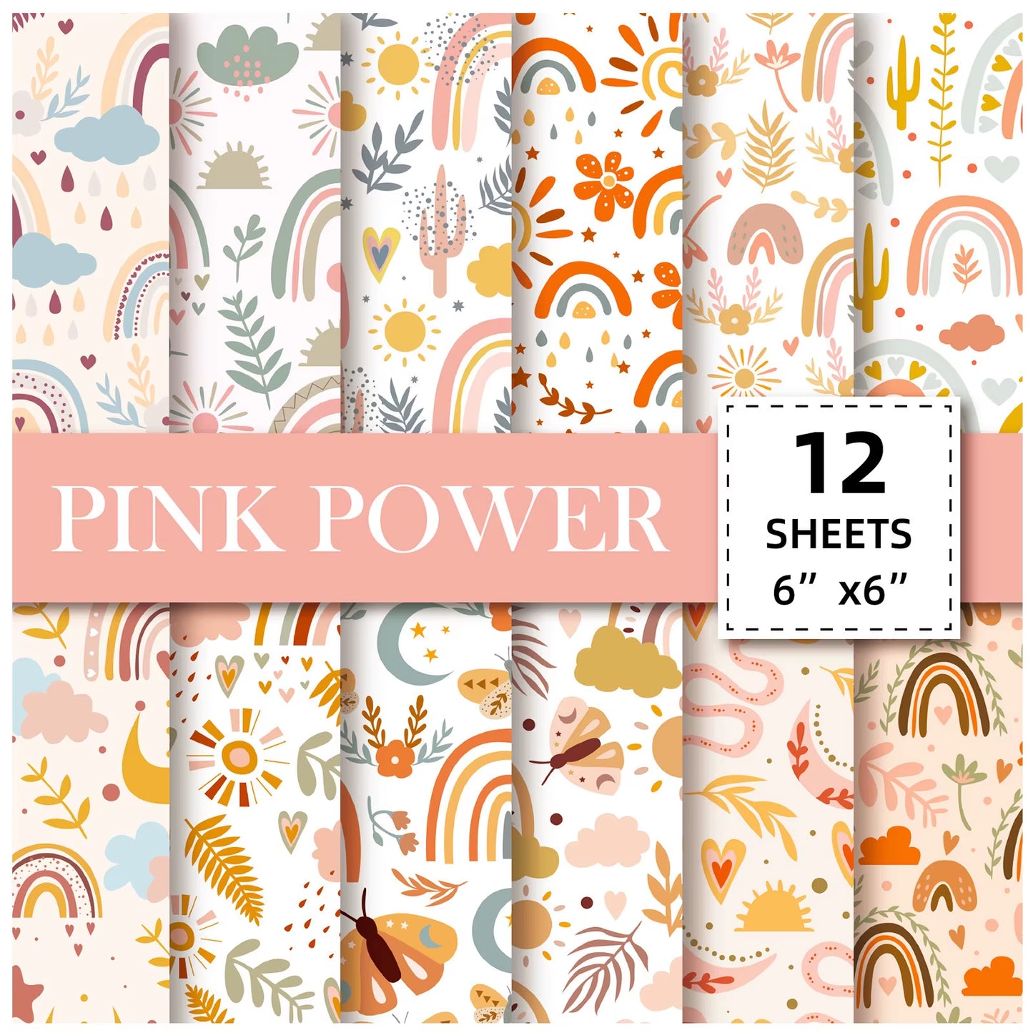 12 Sheet Scrapbooking Paper 15X15Cm, Christmas Journal Planner Paper Pad Cardstock Backgrounds Card for DIY Art Craft Decoration