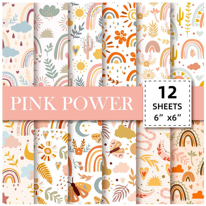 12 Sheet Scrapbooking Paper 15X15Cm, Christmas Journal Planner Paper Pad Cardstock Backgrounds Card for DIY Art Craft Decoration