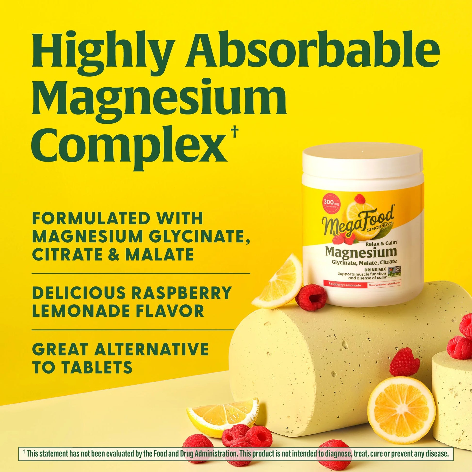 Relax + Calm Magnesium Powder - Drink Mix - Raspberry Lemonade - 50 Servings