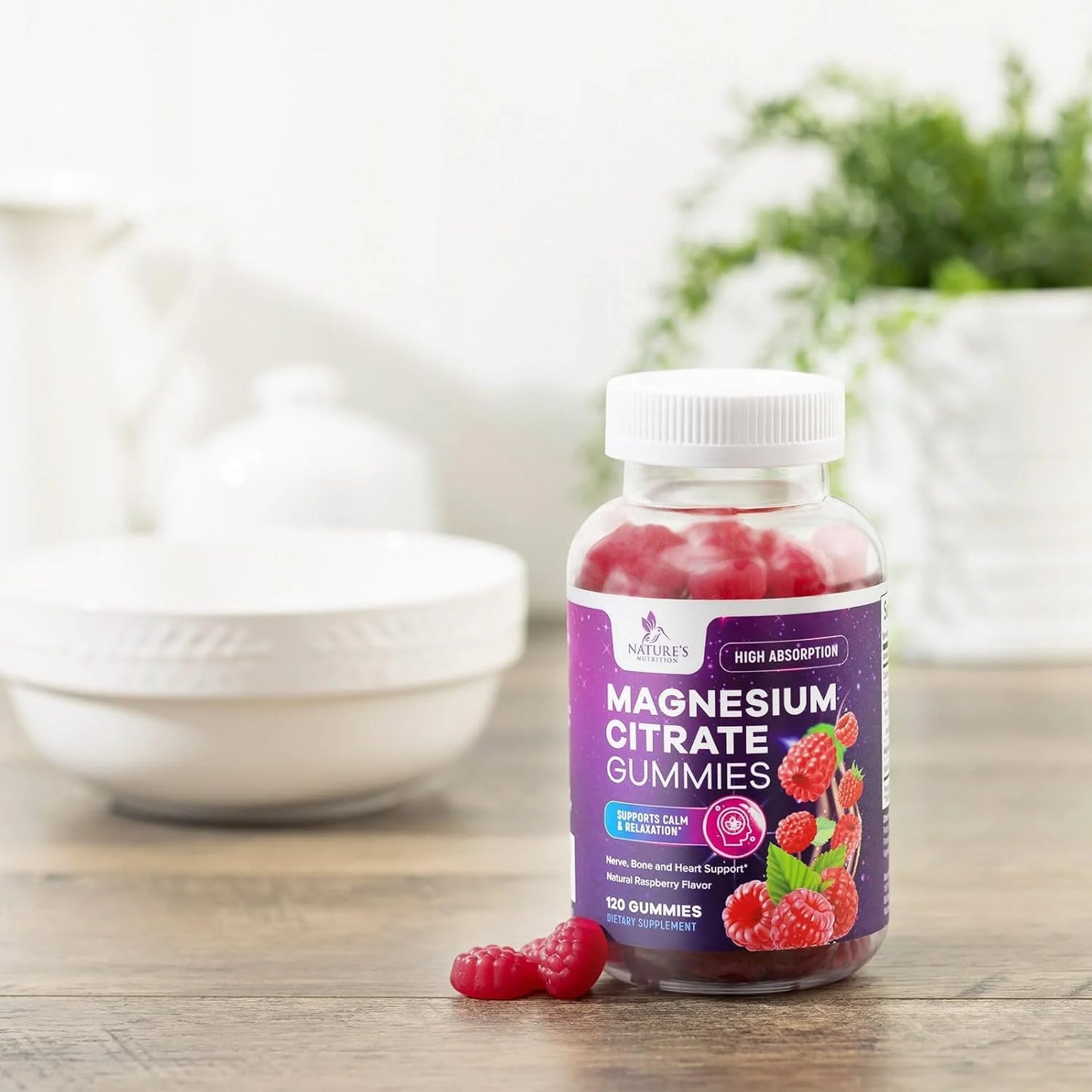 Magnesium Citrate Gummies Supplement - High Absorption, Vegan Magnesium Gummy Supplement for Adults & Kids, Magnesio Citrate Gummy Supplements for Muscle, Nerve, Bone and Heart Support - 120 Gummies