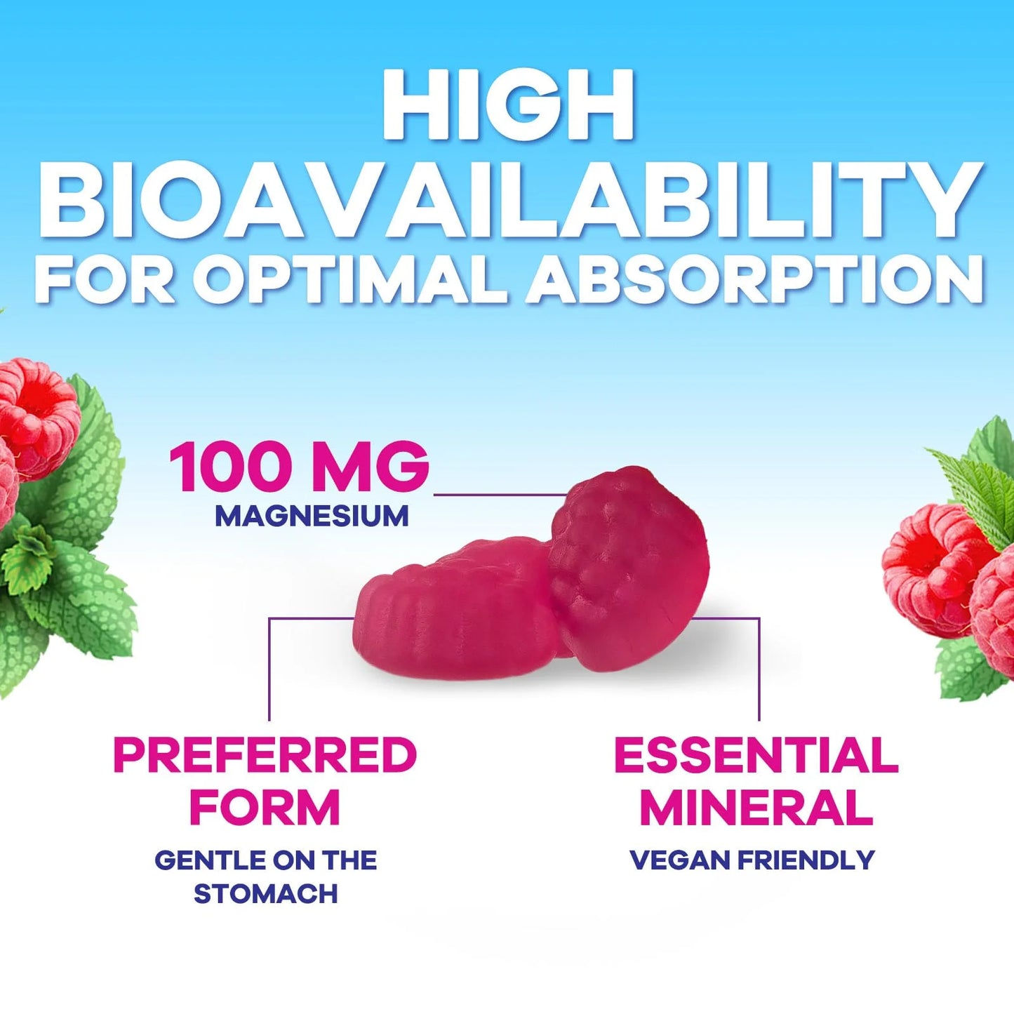 Magnesium Citrate Gummies Supplement - High Absorption, Vegan Magnesium Gummy Supplement for Adults & Kids, Magnesio Citrate Gummy Supplements for Muscle, Nerve, Bone and Heart Support - 120 Gummies