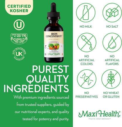 Liquid Iron Supplement – 15 Mg per Ml – Berry Flavor – High Potency – 2 Fl Oz – Vegetarian