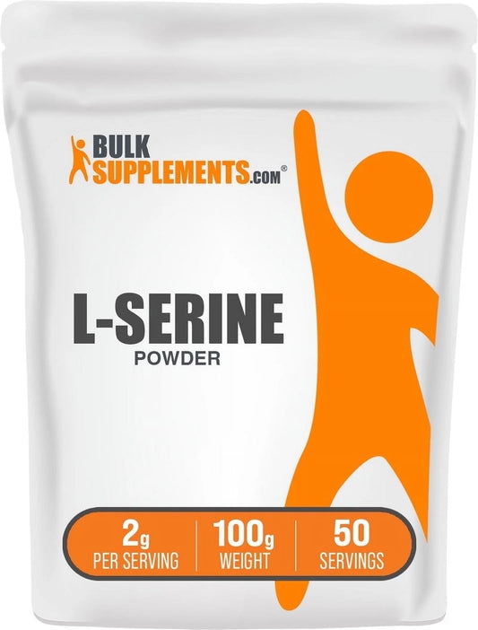 Bulksupplements L-Serine Powder - Amino Acid Supplement, L-Serine Supplement - Unflavored, 2G per Serving, 100G (3.5 Oz)