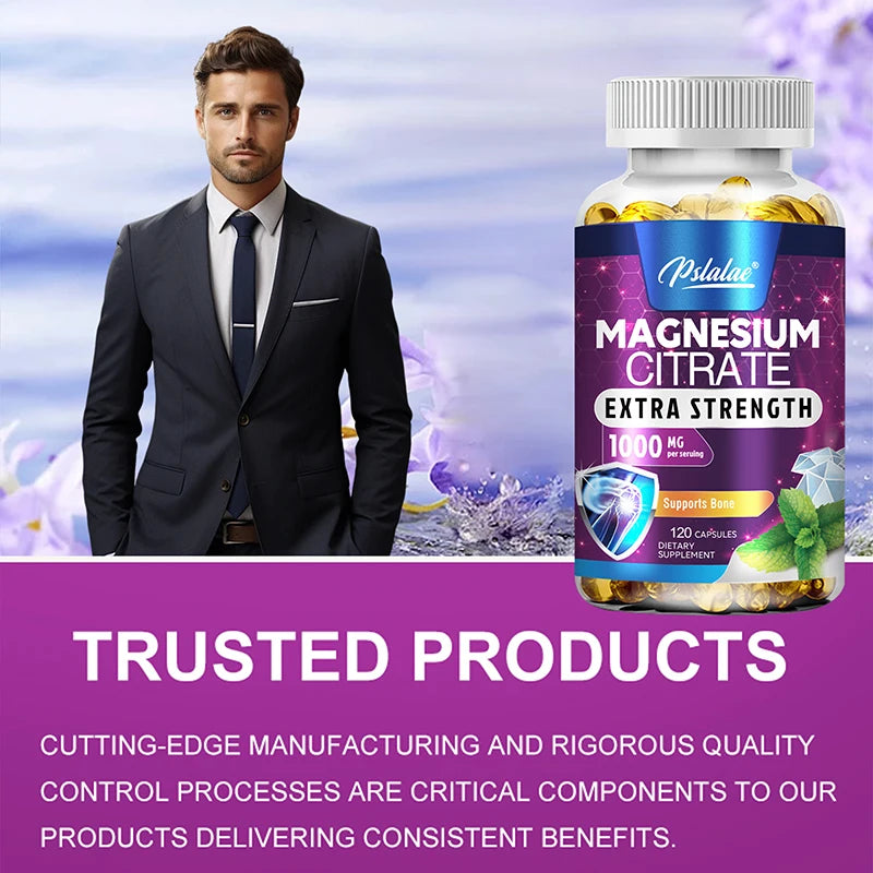 Magnesium Citrate 1000Mg - Maximum Absorption for Muscle, Nerve, Bone and Heart Health - 120 Capsules
