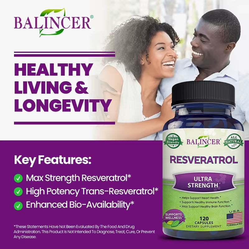 Resveratrol Capsules Support Cardiovascular Health, Antioxidants, Improve Immunity, and Promote Smooth Skin