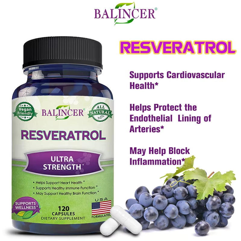 Resveratrol Capsules Support Cardiovascular Health, Antioxidants, Improve Immunity, and Promote Smooth Skin