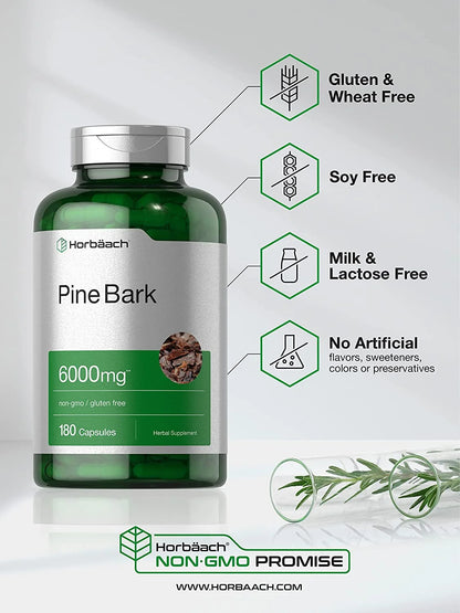 Pine Bark Extract 6000 Mg | 180 Capsules | Max Potency | by