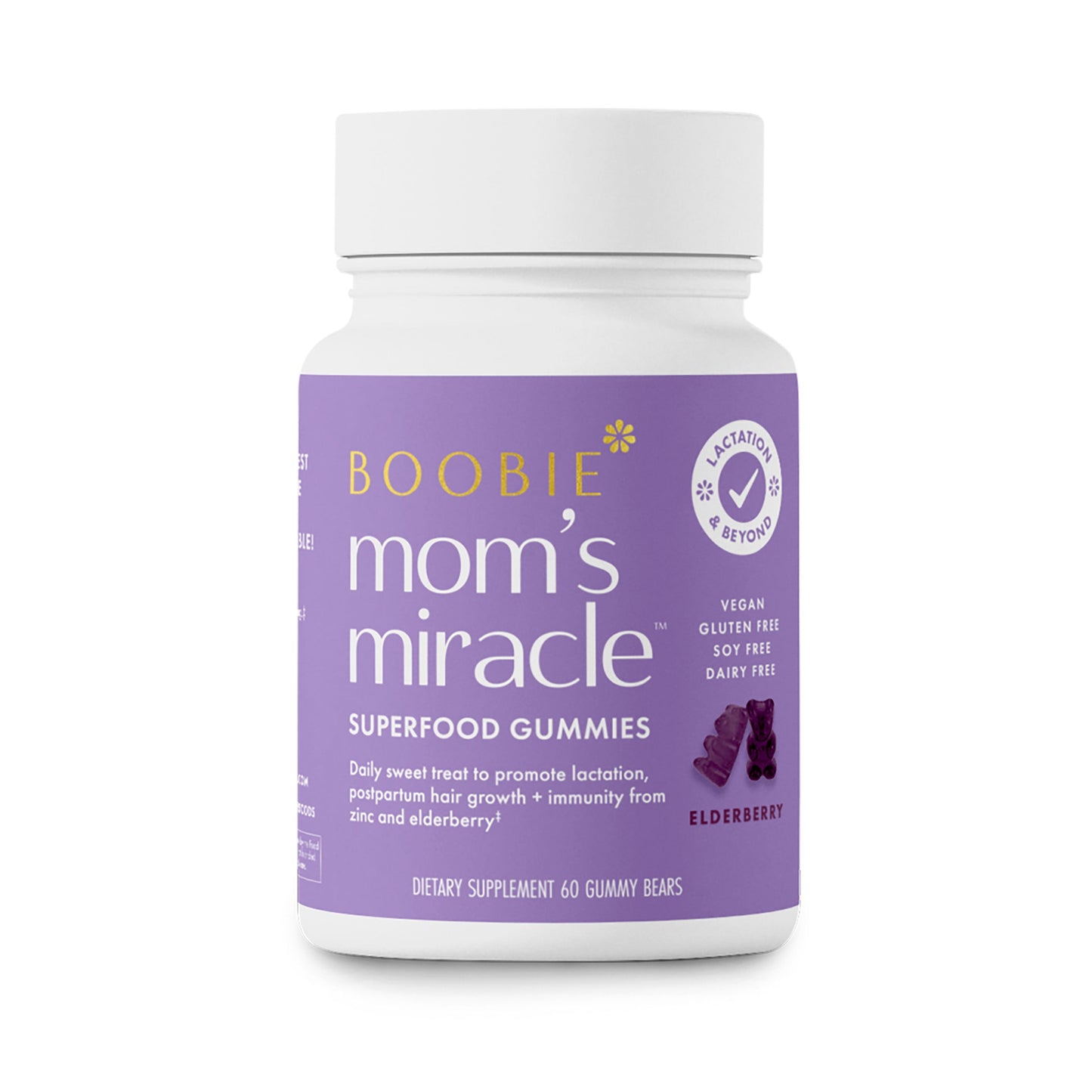 Bears Elderberry Lactation Gummies, Supporting Lactation with Milk-Boosting Superfoods, 60 Gummies