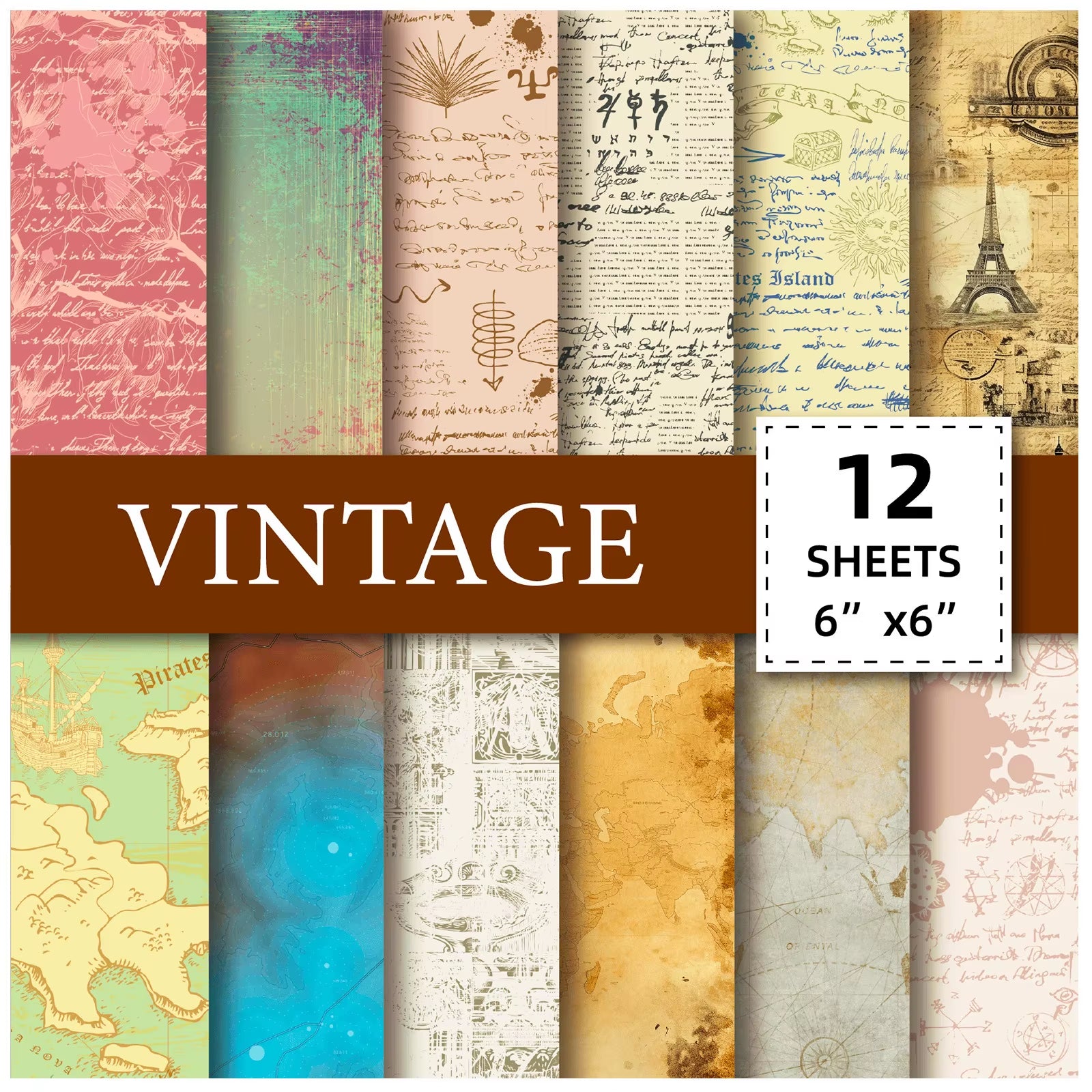 12 Sheet Scrapbooking Paper 15X15Cm, Christmas Journal Planner Paper Pad Cardstock Backgrounds Card for DIY Art Craft Decoration