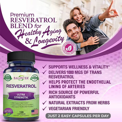 Resveratrol Capsules Support Cardiovascular Health, Antioxidants, Improve Immunity, and Promote Smooth Skin