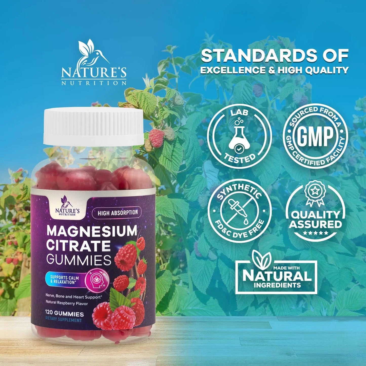 Magnesium Citrate Gummies Supplement - High Absorption, Vegan Magnesium Gummy Supplement for Adults & Kids, Magnesio Citrate Gummy Supplements for Muscle, Nerve, Bone and Heart Support - 120 Gummies