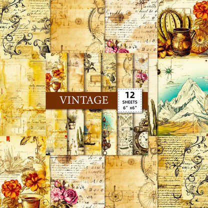 12 Sheet Scrapbooking Paper 15X15Cm, Christmas Journal Planner Paper Pad Cardstock Backgrounds Card for DIY Art Craft Decoration